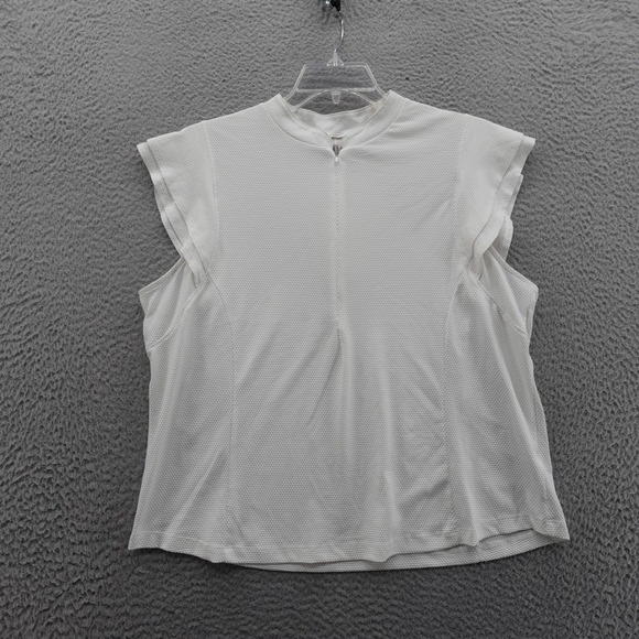 Calia Renew Cap Sleeve 1/4 Zip Top 2XL White Womens Lightweight NWT - Picture 1 of 12